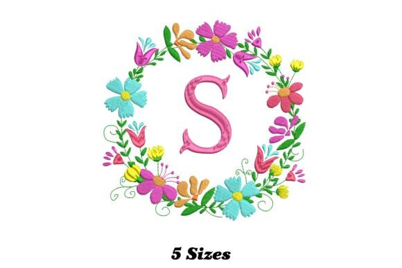 Flower Alphabet Letter S: A Whimsical Embroidery Design