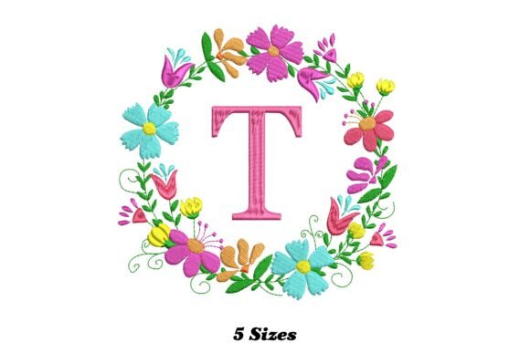 Flower Alphabet Letter T: Elevating Textile Design with Whimsical Embroidery