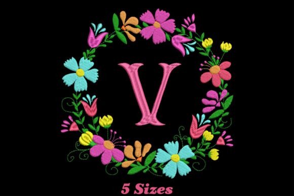 Flower Alphabet Letter V: A Strategic Embroidery Design for Brand and Home