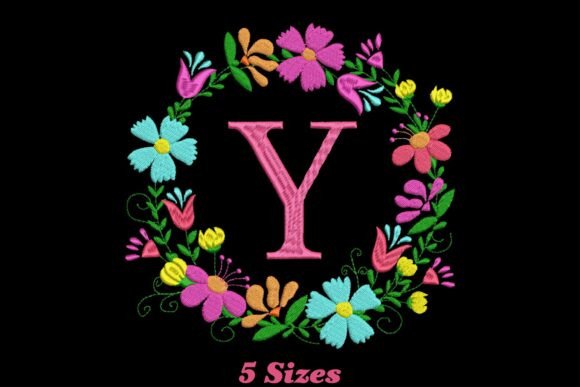 Flower Alphabet Letter Y: A Whimsical Embroidery Design