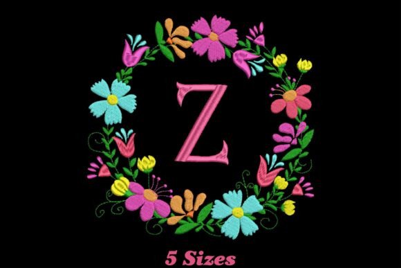 Flower Alphabet Letter Z: Whimsical Embroidery Design