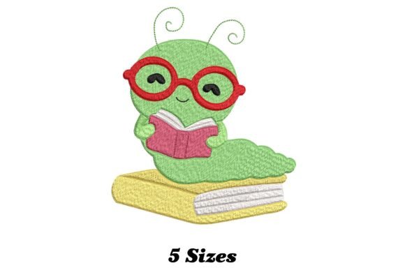 Funny Book Worm: A Playful Embroidery Design for Creative Workflows