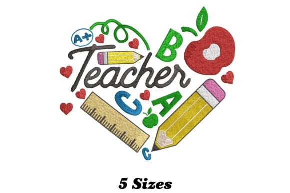 Teacher Heart: A Whimsical Embroidery Design for Crafters